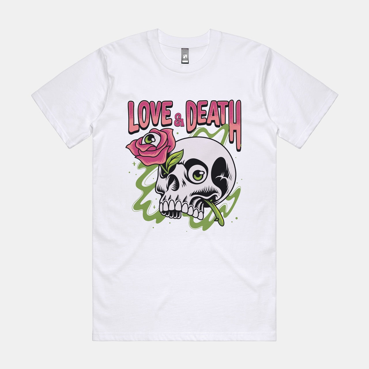 Love & Death - Valentine's Skull Print - White T-shirt