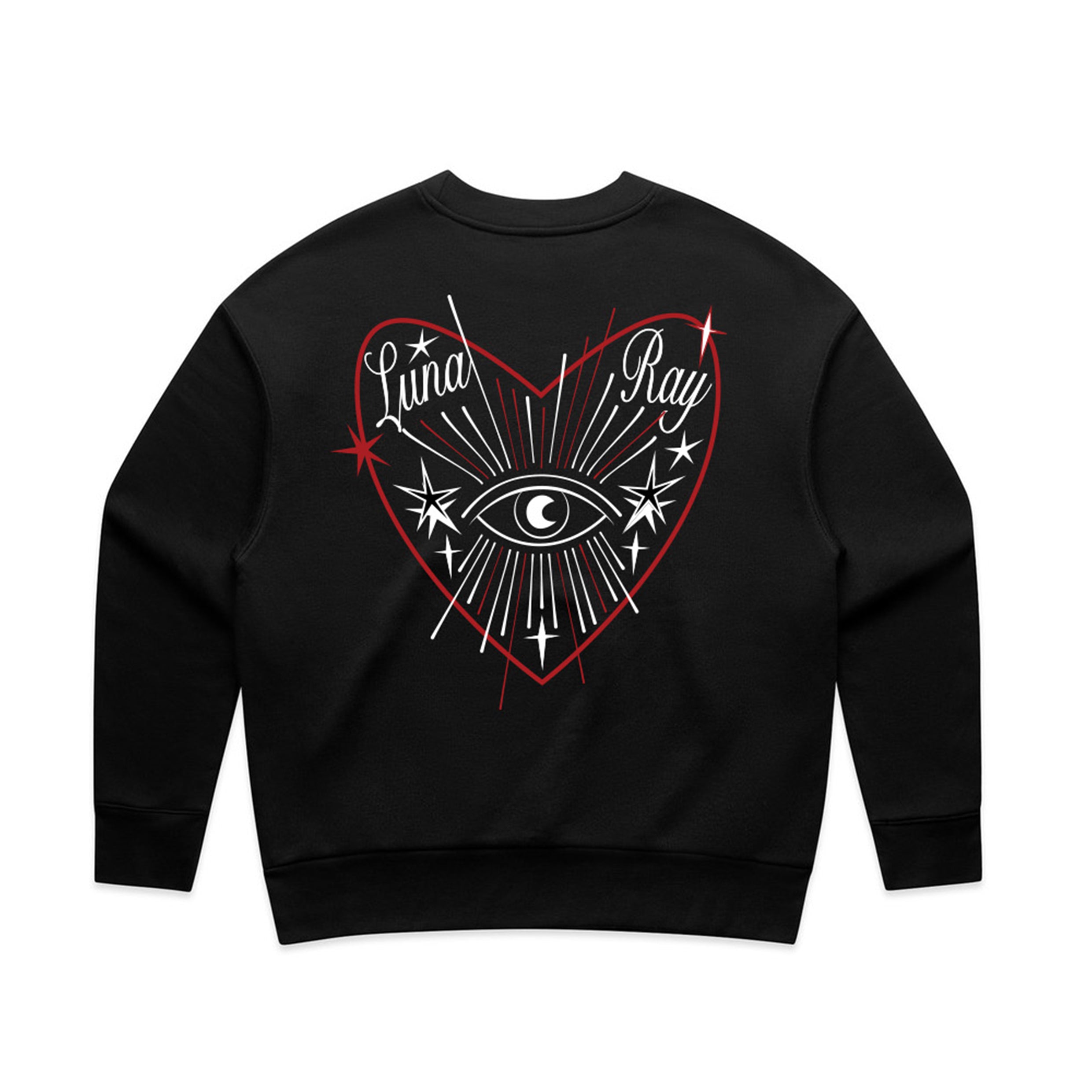Sweat Shirt Black Shirt With Red Heart And Eyes COMME DES GARÇONS