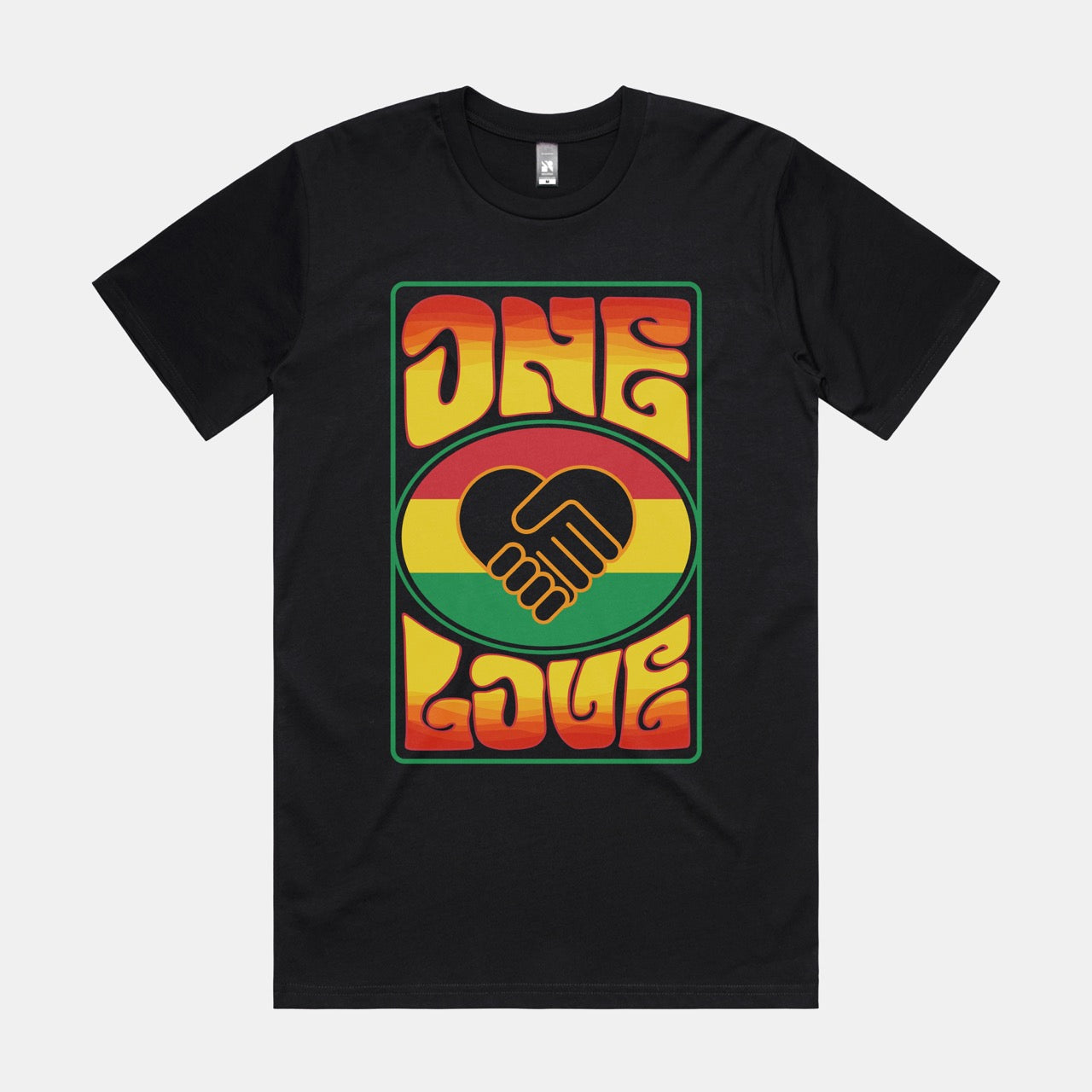 ONE LOVE - Reggae Icon Print - Black T-shirt